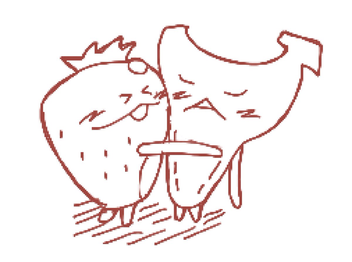 byon169's tweet image. ばななめこといちごなめこ #なめこ　#擬人化