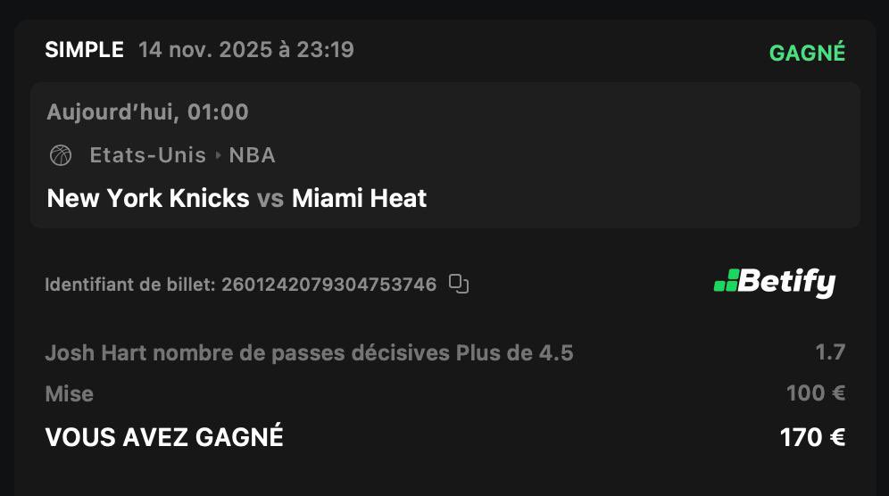 theo69prono's tweet image. PERFECT #NBA ICI🔥

Public⬇️
Lamelo +6.5 passes @1.52 ✅
Curry 20/Wemby 25 @1.86 ✅ 

@Theo69Pass⬇️

4/6✅ on encaisse 📈

QUI AVAIT SUIVI??? 🥳
Régalade sur les 2 bets publics et on passe pas loin du Perfect dans le Pass 

20€ paypal/psf à gagner dans les RT ♻️