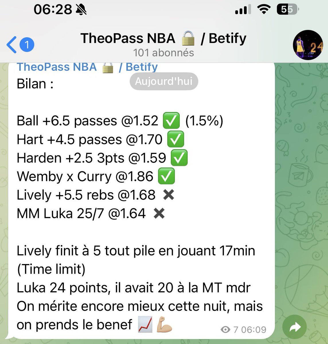 theo69prono's tweet image. PERFECT #NBA ICI🔥

Public⬇️
Lamelo +6.5 passes @1.52 ✅
Curry 20/Wemby 25 @1.86 ✅ 

@Theo69Pass⬇️

4/6✅ on encaisse 📈

QUI AVAIT SUIVI??? 🥳
Régalade sur les 2 bets publics et on passe pas loin du Perfect dans le Pass 

20€ paypal/psf à gagner dans les RT ♻️