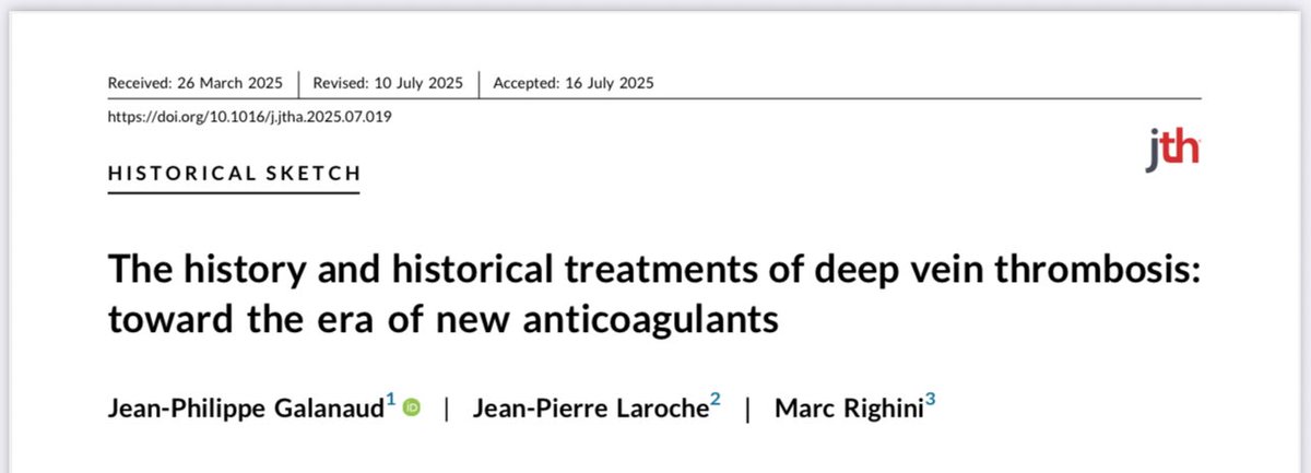 ESVM_'s tweet image. The history and historical treatments of deep vein thrombosis: toward the era of new anticoagulants doi.org/10.1016/j.jtha…
#VascularMedicine