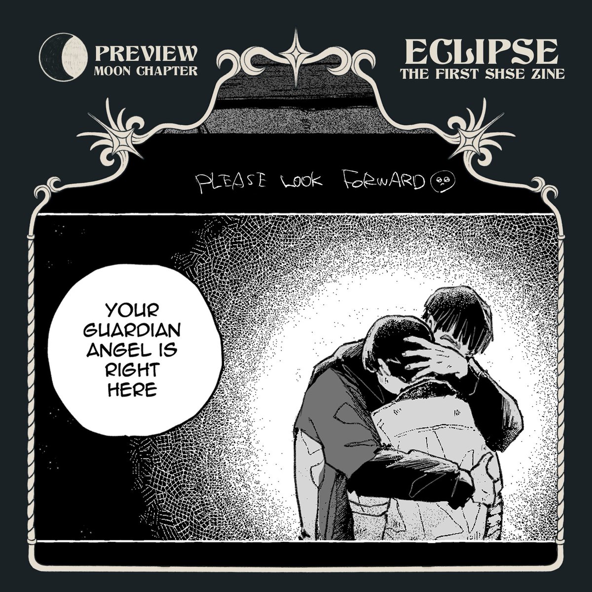 Previews of my pieces for <a href="/shsezine/">ECLIPSE zine ✦ PREORDERS 18/11</a> ❤️🩶

Pre-orders open on November 18th 🌟
don’t miss it!!