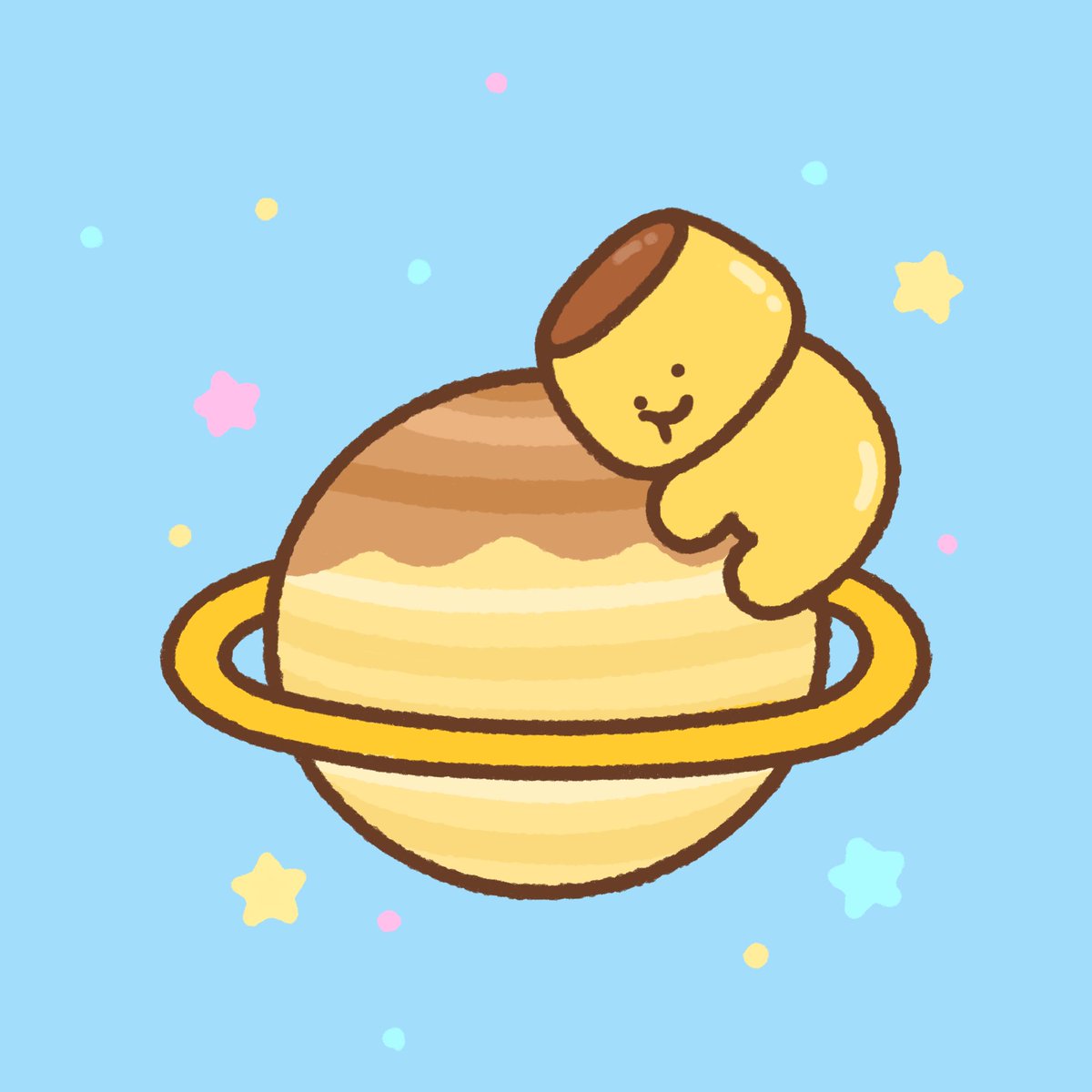 惑星のプリンちゃんのお迎え特典で缶バッジ＆ポストカードをいただき