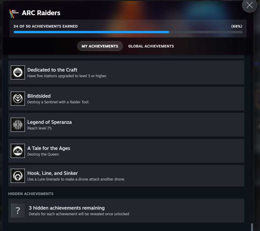 CosmicGoblinEgg's tweet photo. Really sad that we've beaten 3 queens now and still haven't received the achievement for it :/ @EmbarkStudios @ARCRaidersGame is there a fix coming for this soon? humble little achievement hunter trying to go for 100% https://t.co/4AlceyrZUW