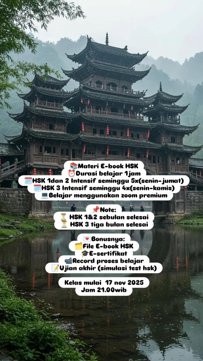 aufderfall's tweet image. Open class mandarin online for HSK 1 start 15/11 Mon to Fri

Feel free to ask or kindly DM me for the detail

#mandarin #skillup #lesbahasa #selfgrowth #kelasonline #zonauang #hsk #hsk1 #basicmandarin