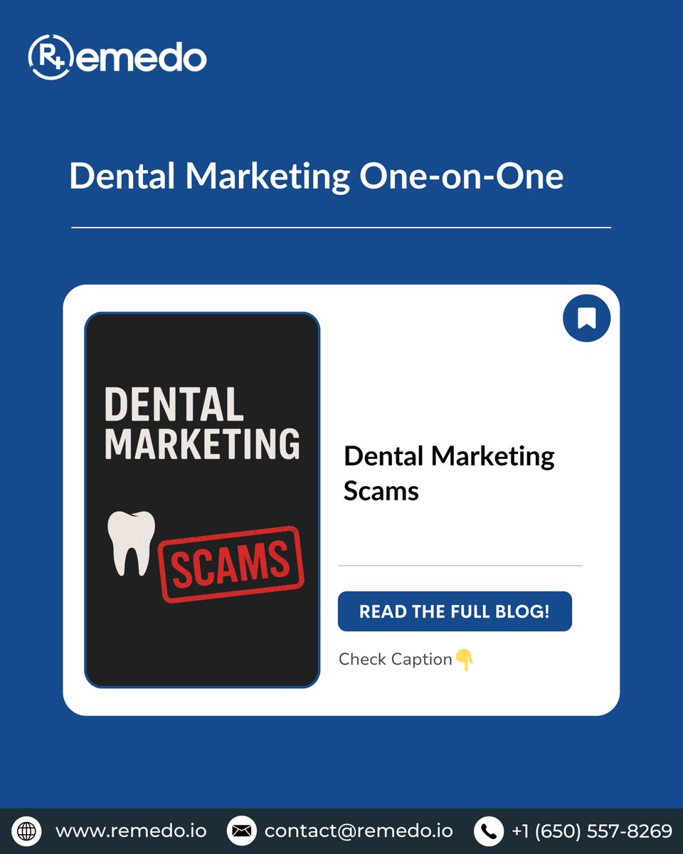 remedo_io's tweet image. 🔍 Dental Marketing Scams
Have you ever gone through a pitch deck that promises...

👉 Read the full blog: linkly.link/2L7WF
.
#DentalMarketing #DentistMarketing #DentalSEO #Remedo