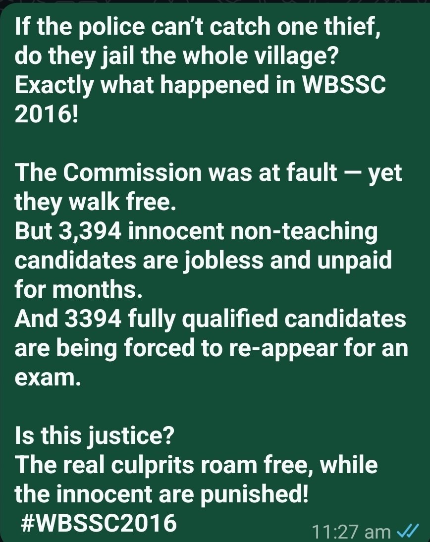 SuvankarDat's tweet image. Justice for untainted Teaching and Non-teaching Staff of Westbengal SSC 2016
@indSupremeCourt 
@barandbench 
@LiveLawIndia 
@rashtrapatibhvn 
@PMOIndia 
@JusticeBRGavai 
@MLJ_GoI