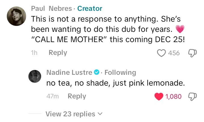 ca7204's tweet photo. Paul and Nadine clarify the viral video 

"This is not a response to anything’ -Paul

and

‘no tea, no shade, just pink lemonade.💗-Nadine

Nadine Lustre l #NadineLustre https://t.co/tNdqKzzlD3