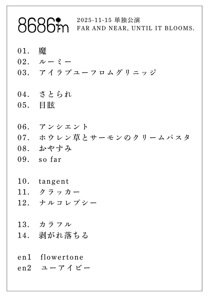 8686m初めてのワンマンライブ、無事終了しました。本当にありがとうございました。