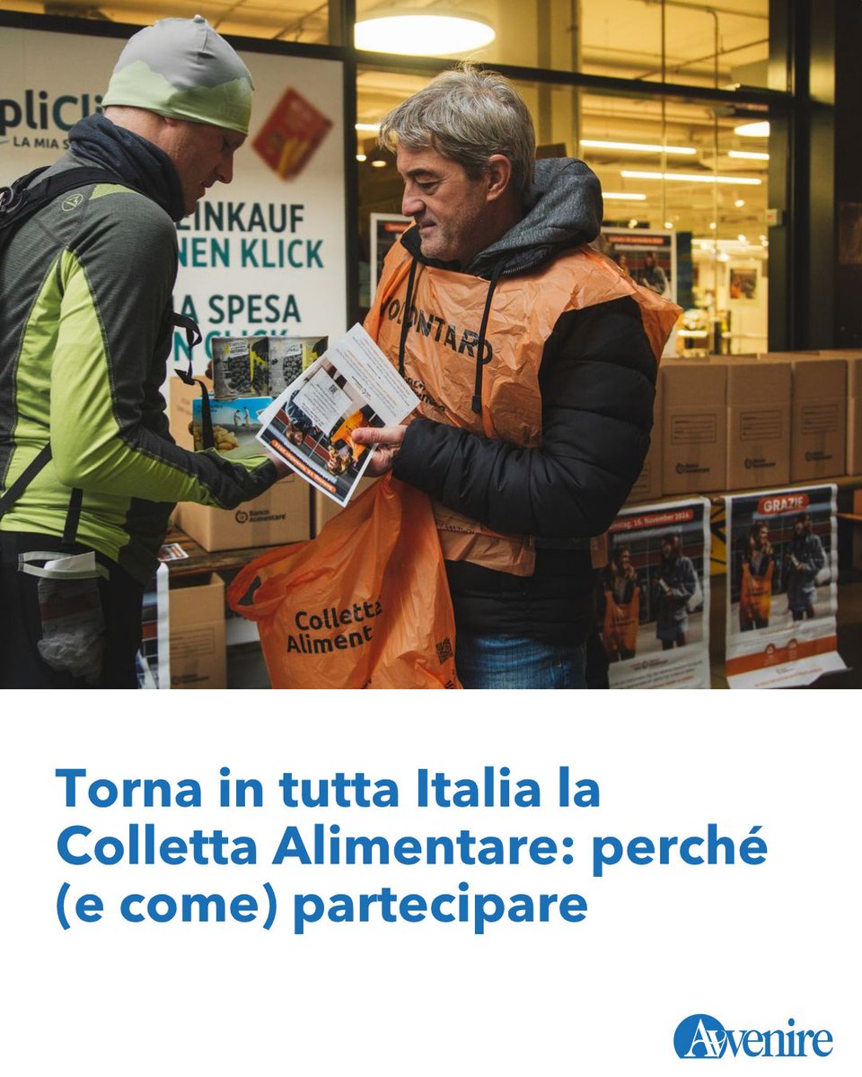 Oggi sabato 15 novembre è la Giornata della Colletta alimentare in tutta Italia
Il gesto di donare in un Paese dove la povertà cresce e il carrello della spesa si svuota sempre di più: 155mila volontari nei supermercati per aiutare oltre un milione di persone