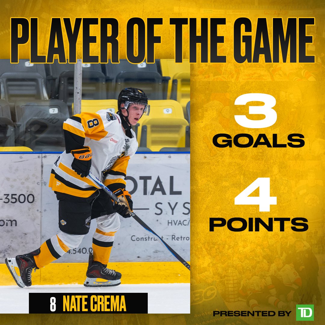 A hat-trick performance for Nate Crema gets his @td_canada player of the game honours!