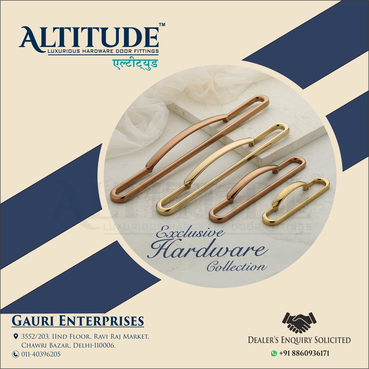 ihsndigital's tweet image. "ALTITUDE" Exclusive Hardware Collection.

For Enquiry Via WhatsApp: rebrand.ly/GauriEnt

GAURI ENTERPRISES
Mr. Sandeep Maheshwari +91 7678574145 ,+91 7827434759

Web : gaurienterprisesdelhi.com
.
.
.
#AltitudeHardware #LuxuryHardware #DoorHandles #ihsndigital #delhi #india