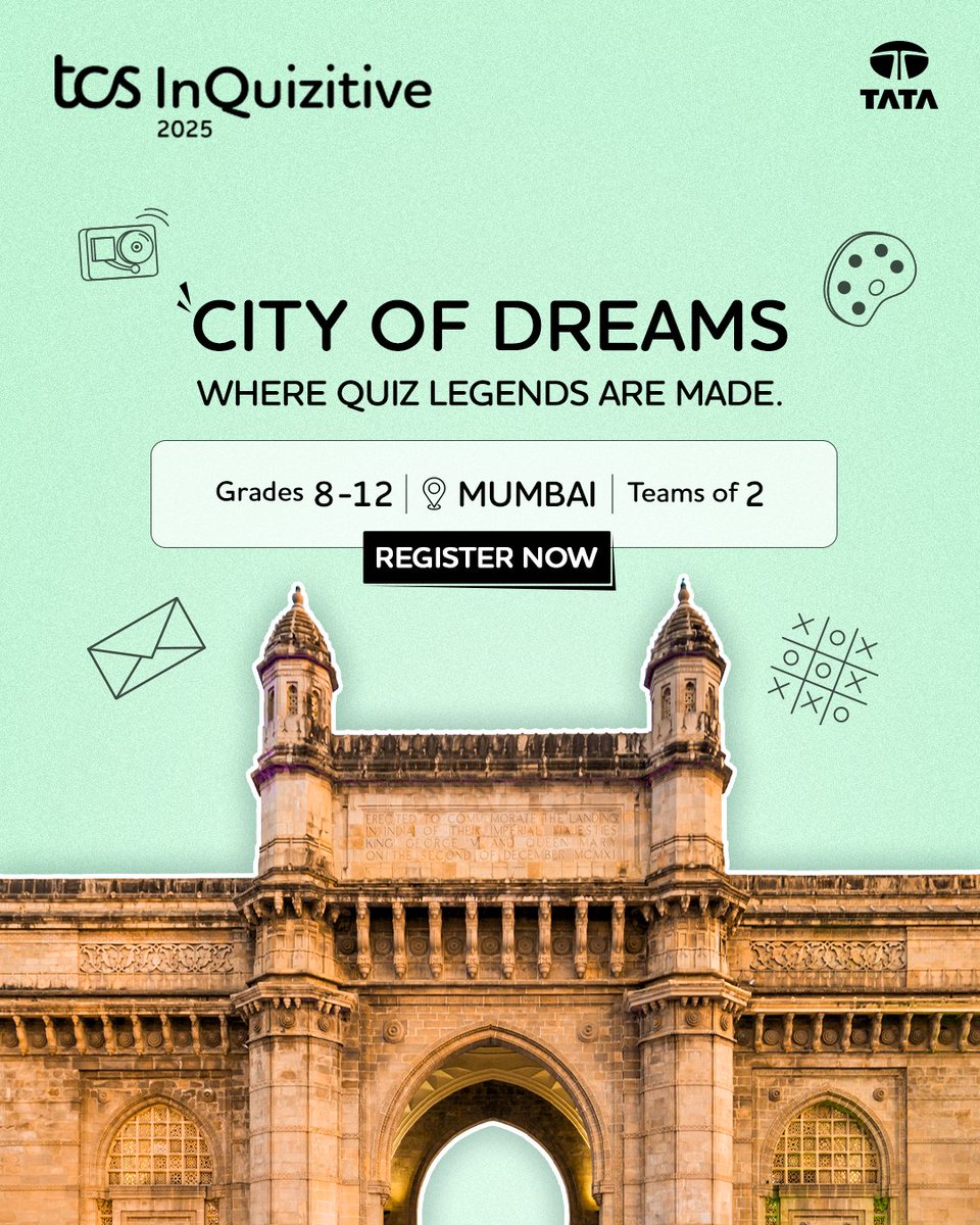 TCSInQuizitive's tweet image. #TCSInQuizitive is coming to Mumbai - the city of dreams and go-getters!
Are  you ready to take the quiz crown home? Then connect with your school  coordinators and register your team for free! Last day today! 
Check the link in bio to register!
#Quizzing #StayInQuizitive