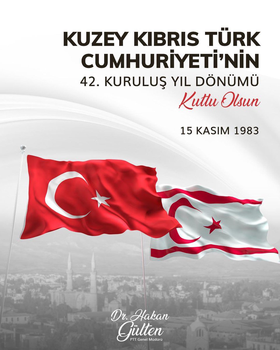 Kuzey Kıbrıs Türk Cumhuriyeti’nin bağımsızlığı için canlarını feda eden aziz şehitlerimize Allah’tan rahmet, kahraman gazilerimize sağlıklı ve huzurlu bir ömür diliyorum.

KKTC’nin 42. kuruluş yıl dönümü kutlu olsun.
