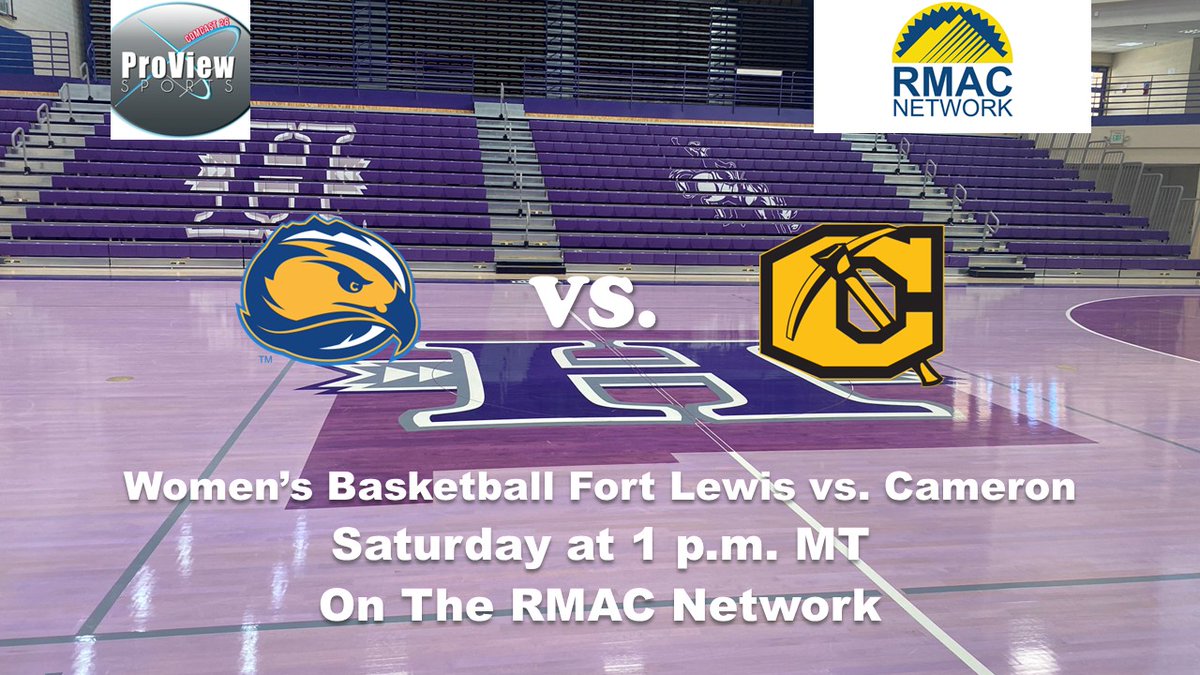 ProViewTV's tweet image. Women&apos;s College Basketball Fort Lewis vs. Cameron Saturday at 1 p.m. MT with @ScottGaletti and Steve Davis on the call on The RMAC Network.
Broadcast Link Below.
rmacnetwork.com/nmhighlands/?B…