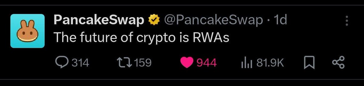 Cryptech_Sam's tweet image. The #RWA hype isn’t coming… it has already started.

When giants like PancakeSwap and BNB Chain openly declare “The future of crypto is RWAs”  you know what time it is. 🚀📈

I already accumulated heavy in recent dip:
$BKN | $HTS | $STRX | $CPOOL | $CARR

BNB Chain’s RWA TVL is…