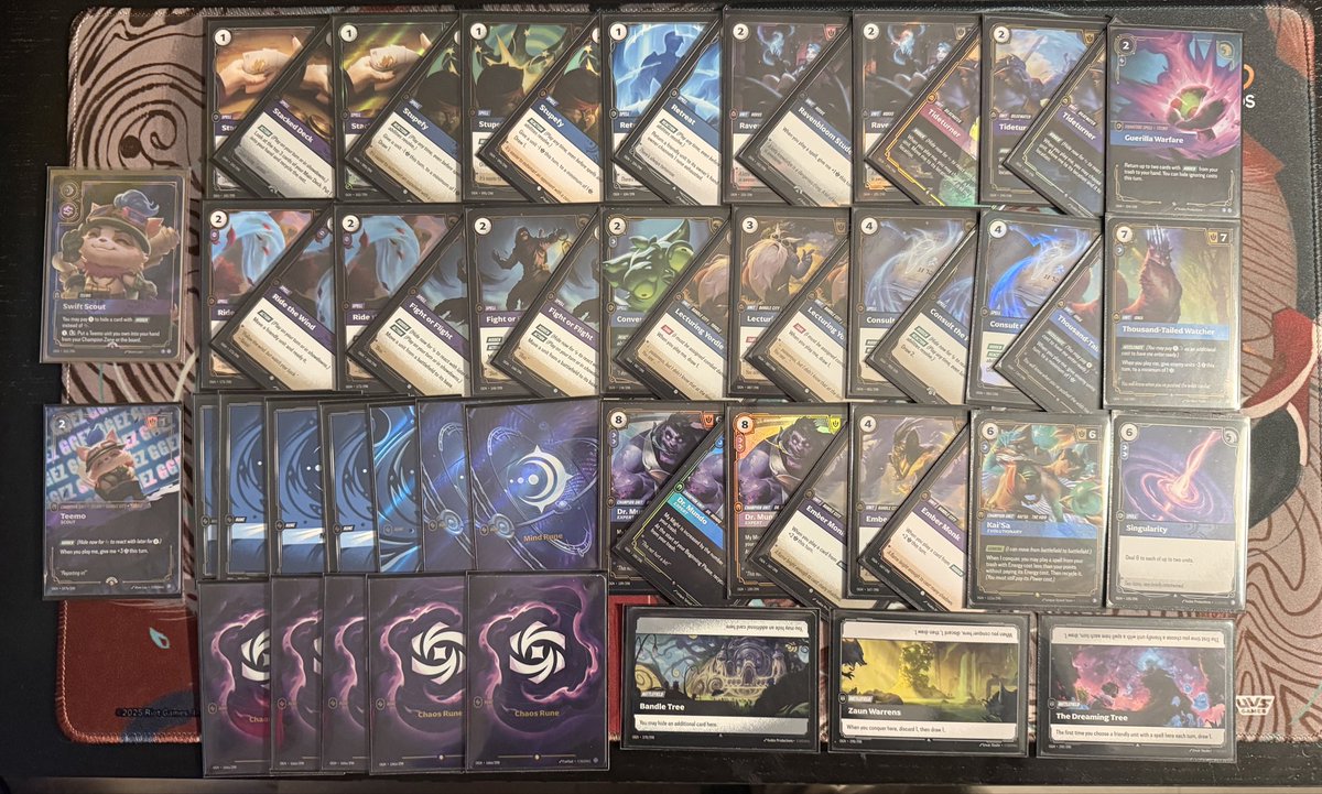 Am I trendy yet?….

Interested in the Kaisa/Ridethewind combo. Seemingly so strong mid game with free spells. Big fan of retreat to save a unit OR purposefully allow a replay of one and ramp 1 rune. PPG Event tomorrow we’ll see how I like it as it ✌️

 #Riftbound
#Teemo