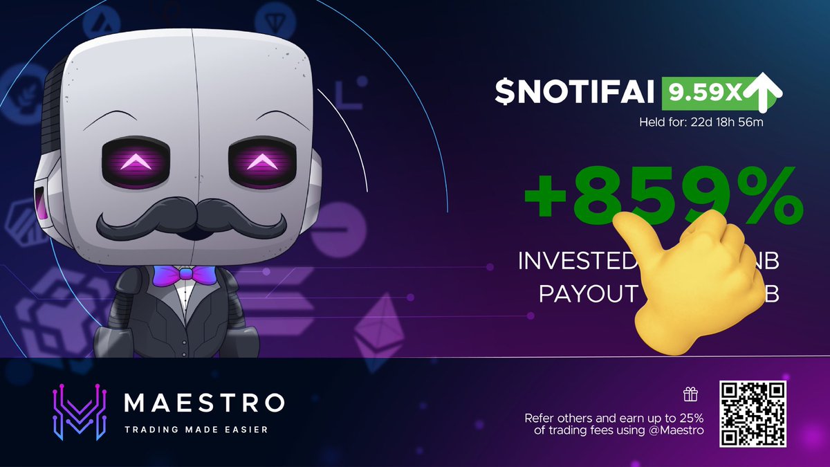 Gm if you still Gm 

It’s been a while, I’ve been spending quality time with family and frens, we’re approaching the end of the year so why not😅

While at it, I literally just remembered I trenched $NOTIFAI some days ago, took profit and left moon bag. 

Not much but honest work