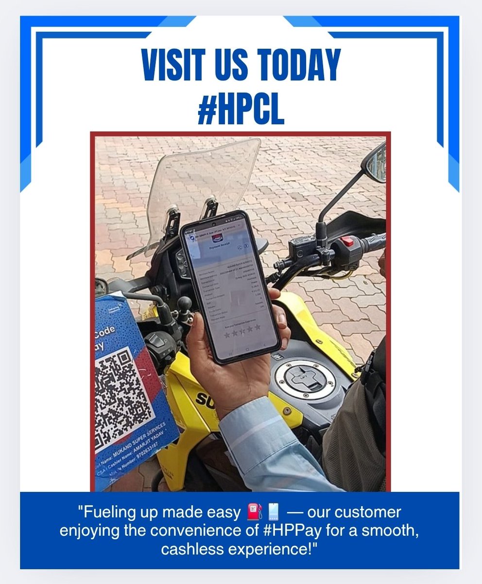 AndSaikripa's tweet image. Fueling made easy! ⛽📱 Our customers enjoy the speed &amp;amp; convenience of #HPPay at our outlet. Have you experienced the smooth way to pay yet?
#OneHPCL #Deliveringhappiness