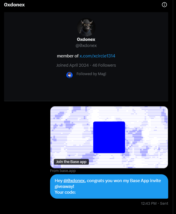 0xRiRoyal's tweet photo. 🏆 Winners!
Congrats @mxaizal and @0xdonex on the 2 Base App invite codes. Check your DMs.
Thanks everyone for joining. More giveaways soon. Stay Base 💙 #StayBase $Base https://t.co/VYeK9BNGQb