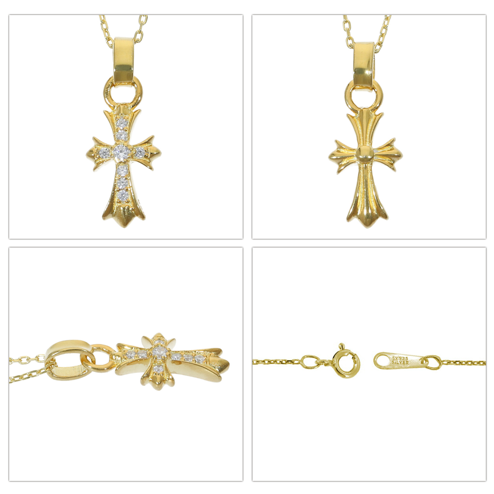 クロス リバーシブル ネックレス】 ジルコニアが輝くクロスと