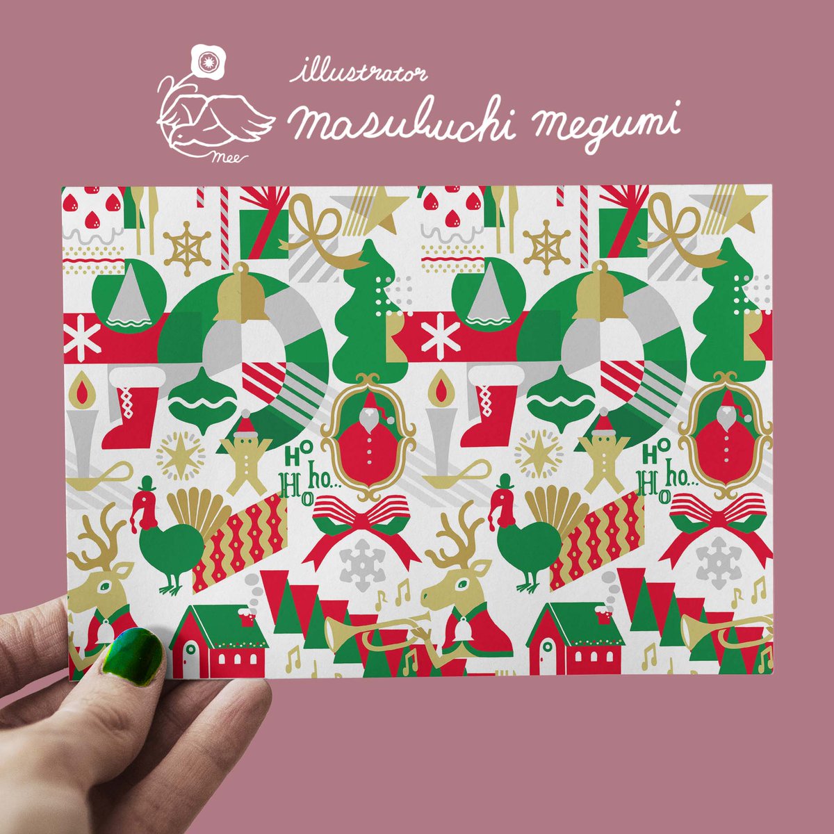 新しい柄、できたー🥳クリスマスー！

ラッピングペーパーかカードにしたいんだけれど、どっちのほうが皆さんに使用頂ける頻度が高いかなあ🤔