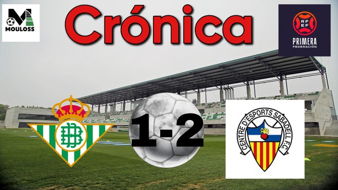 ✍️CRONICA PRIMERA FEDERACION⚽️

"Medina caos 1 - Costa orden 2"
🟢 <a href="/RBetisCantera/">Real Betis Cantera</a> 1⃣ - <a href="/CESabadell/">CE Sabadell 🧅</a> 2⃣🔘

▪️Dura prueba se le venía encima al colista del grupo 2 y así fue , baño táctico de los arlequinados ante un alocado filial que se ve abocado al ultimo puesto 

🔸Un equipo