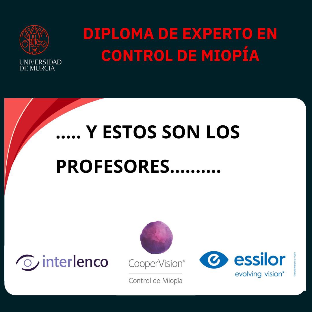 Diploma_miopia's tweet image. 👁️ ¡Conoce al equipo docente!
Expertos nacionales e internacionales en ortoK, lentes de contacto, farmacología y más, te guiarán en una formación rigurosa y aplicable a la práctica clínica.
🎓 Excelencia en #ControlMiopía
🔗 Más info: casiopea.um.es/cursospe/contr…
#Optometria