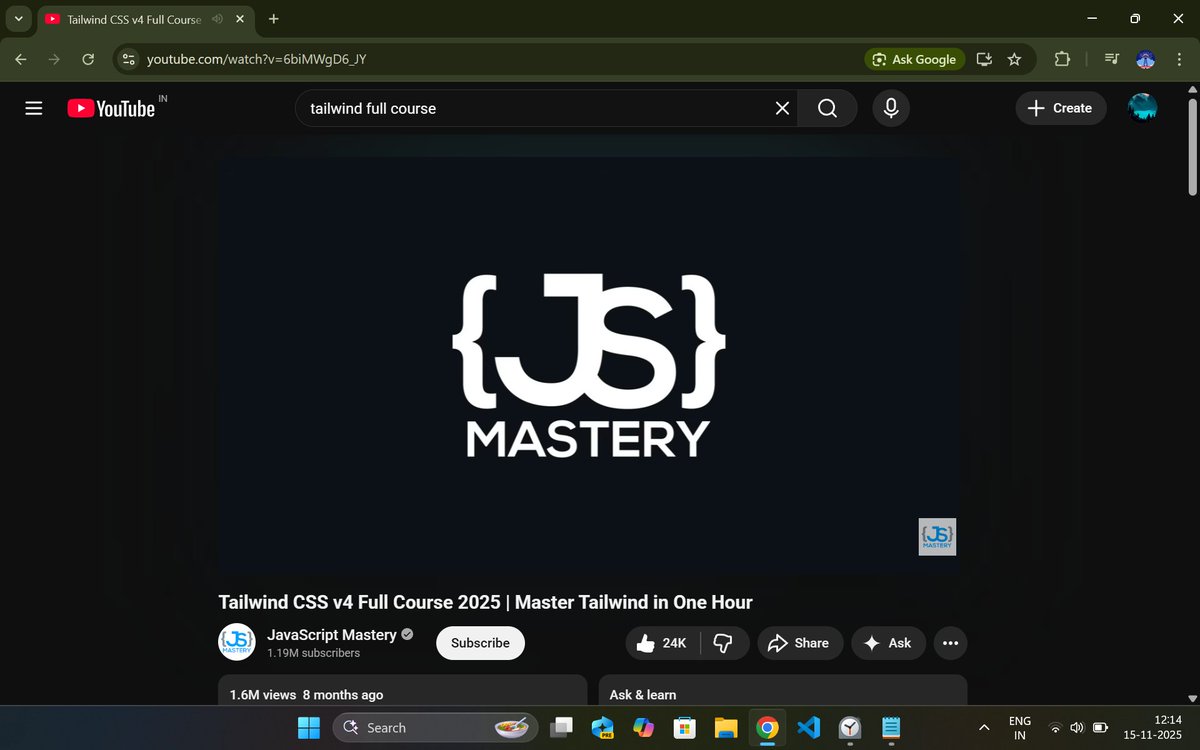 naik_swasti's tweet image. I&apos;m building my own Saas product that is docs4All but i totally messed up  in tailwind part because it is overwhelming at begining but after going through this 1 hour youtube course my most of the doubts got resolved. A big thanks to Javascript Mastery
#JavascriptMastery