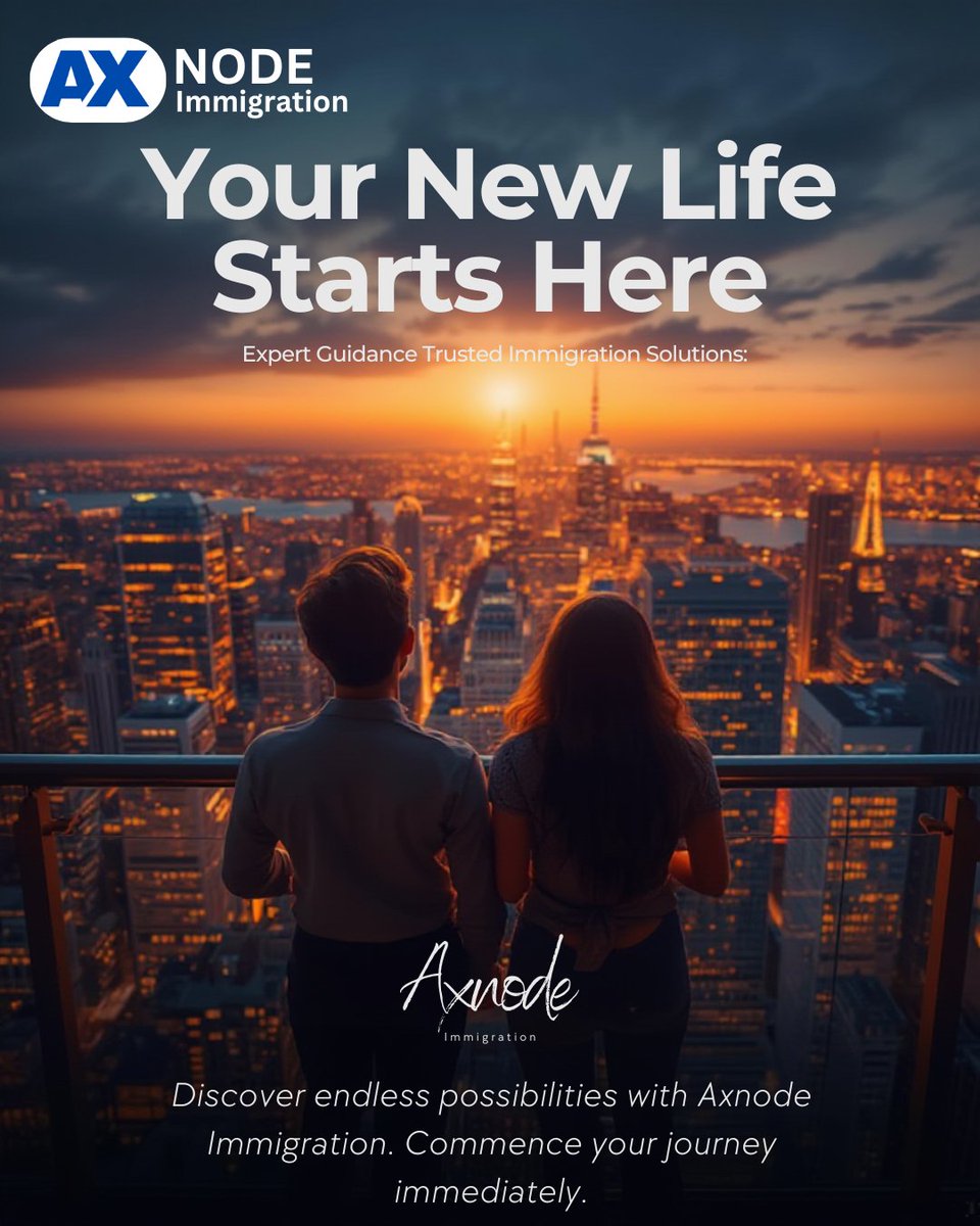Axnode's tweet image. Axnode Immigration empowers you to start your seamless immigration journey with expert advice, trusted solutions, and proven results. 
#AxnodeImmigration #ImmigrationConsultants #PRProcess #VisaExperts #GlobalOpportunities #StudyAbroad #WorkPermit #CitySkyline #GoldenHour