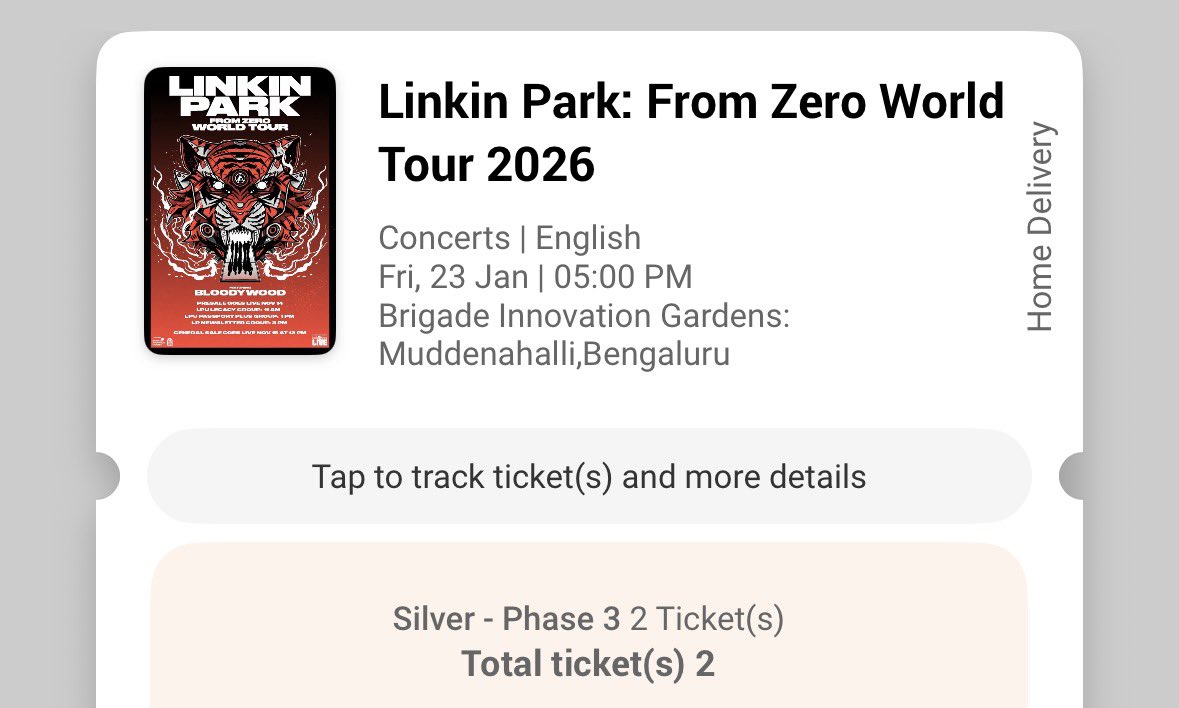 diffrenteye's tweet image. Selling Linkin park tickets .
📍Bengaluru
📆 23 January 2026.
Silver phase 2 tickets 
Fan pit one ticket.

Only genuine buyers.

#Linkinpark #Linkinparkindia #linkinparkbengaluru #ticketresale #concert #concertbengaluru #LP #tickets