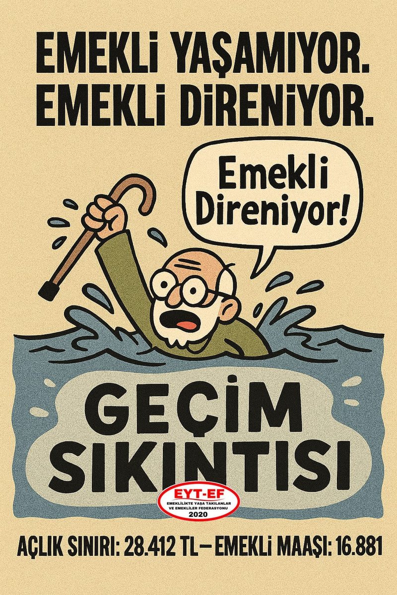 EMEKLİ
👇
#EmekliDireniyor

Yılların alın teri yok sayıldı!
Geçim mücadelesi, sabır sınırını çoktan aştı!

Bugün ses vermezsek, yarın nefes bile alamayacağız!

Emeği görmezden gelinen milyonlar burada!
Susmuyoruz, geri adım atmıyoruz!

#5000KısmiBileniyor
<a href="/RTErdogan/">Recep Tayyip Erdoğan</a>
<a href="/isikhanvedat/">Prof. Dr. Vedat Işıkhan</a>