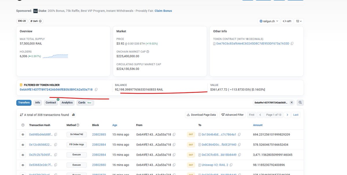 Another early adopters started dumping again. buy $RAIL at $1 soon.
75% is stacked its true but price could go to zero if early adopters lose their mind and insta dump(liquidity is thin). market is in full jeet mode even #AndrewTate  can't save you lol.