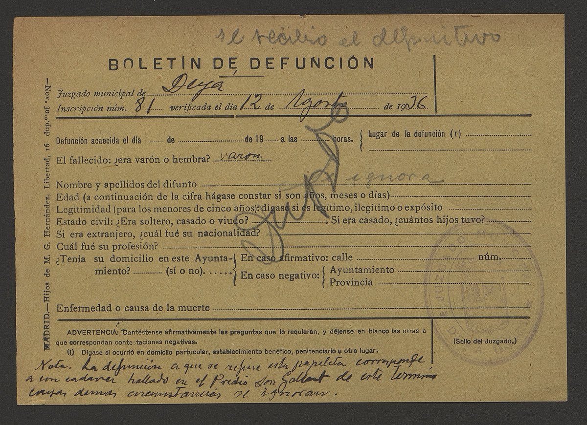 Durant la Guerra Civil, un de tants cadàvers trobats "cuyas demás circunstancias se ignoran" es tractava del taxista Ramiro Feito Joaquín, natural d'Astúries, assassinat a Deià el 12 d'agost de 1936. Havia creat un sindicat de taxistes