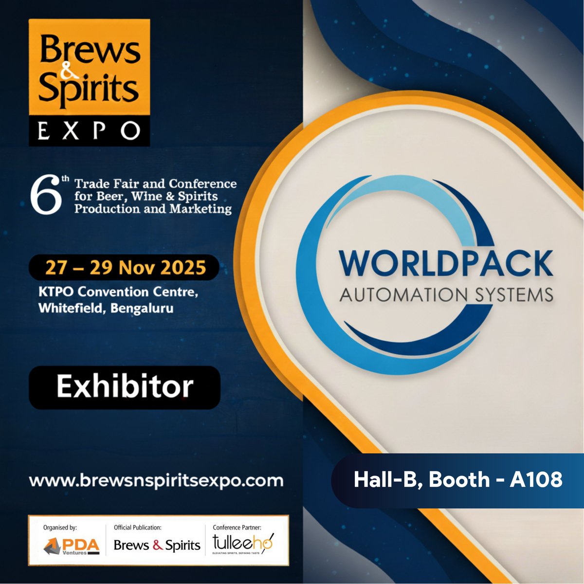Worldpack Automation Systems is exhibiting at the Brews &amp; Spirits Expo 2025!

Join us from 27–29 Nov at KTPO Convention Centre, Bengaluru to explore our advanced labeling &amp; packaging automation for the beer, wine &amp; spirits industry.
📍 Hall-B, Booth A108
Let’s connect .