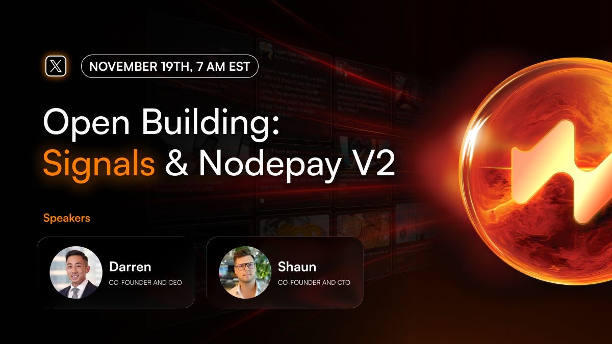 This Wednesday: Builder Series AMA 🎙️

Topic: A technical breakdown on how Nodepay is built.

Plus a first look at the upcoming Signal release and what users can expect from our V2 global product launch.

Questions are open.

🔔 Set your reminder: x.com/i/spaces/1yoKM…