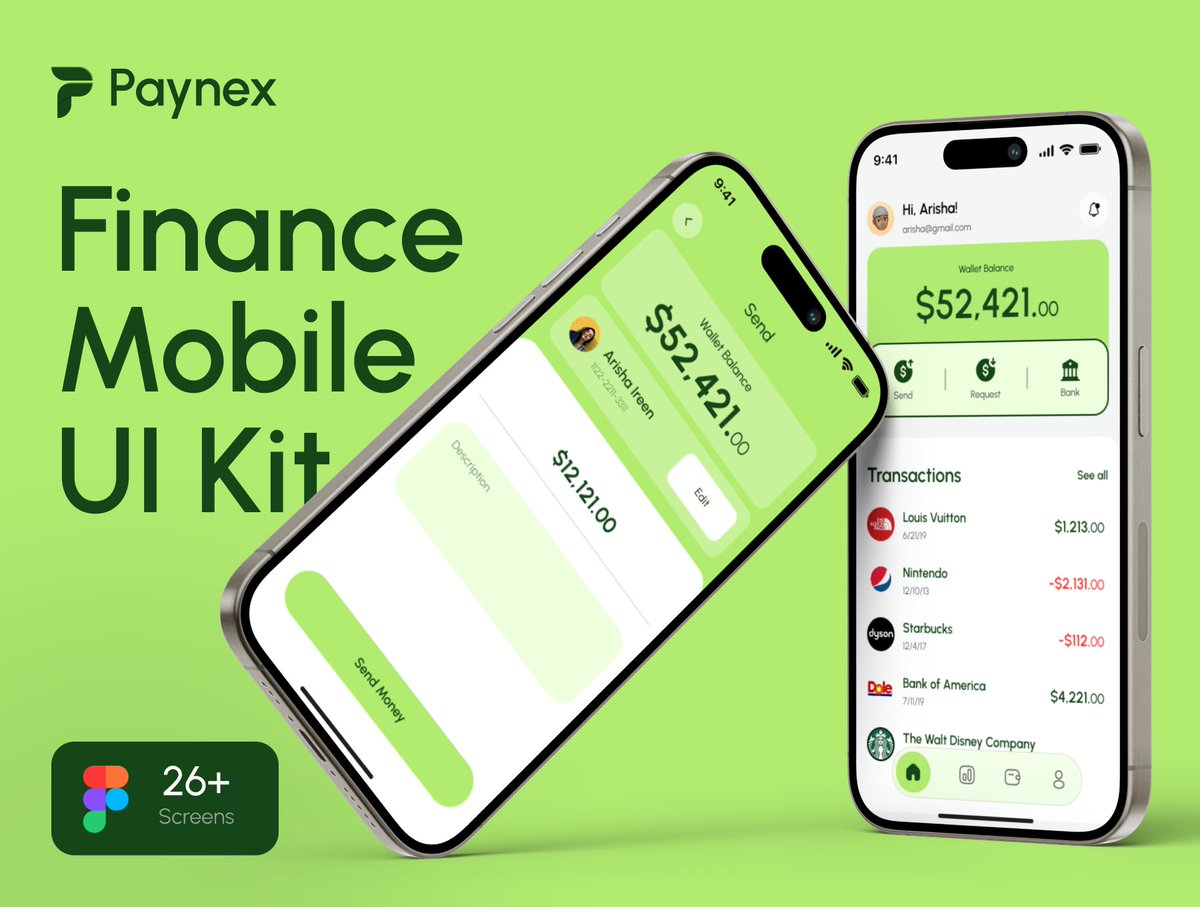 KitifyS40408's tweet image. Introducing Paynex – Finance Mobile App UI Kit

✨ Key Features:

60+ beautifully designed mobile screens..

Clean charts and financial dashboards

Transaction, wallet, profile &amp;amp; analytics UIs

Light &amp;amp; dark mode ready

🔗 Get it here: ui8.net/kitify-studio/…

#UIDesign #UIKIT