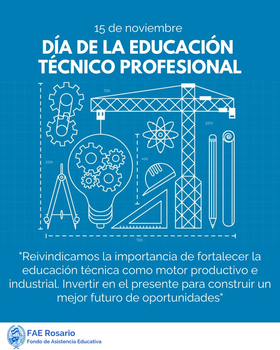 🛠️15 de noviembre | Día de la Educación Técnica Profesional

📅En esta fecha se conmemora la creación del Consejo Nacional de Educación Técnica en 1959 (actual INET)

👉La Educación Técnico Profesional es una herramienta fundamental para el desarrollo productivo del pais