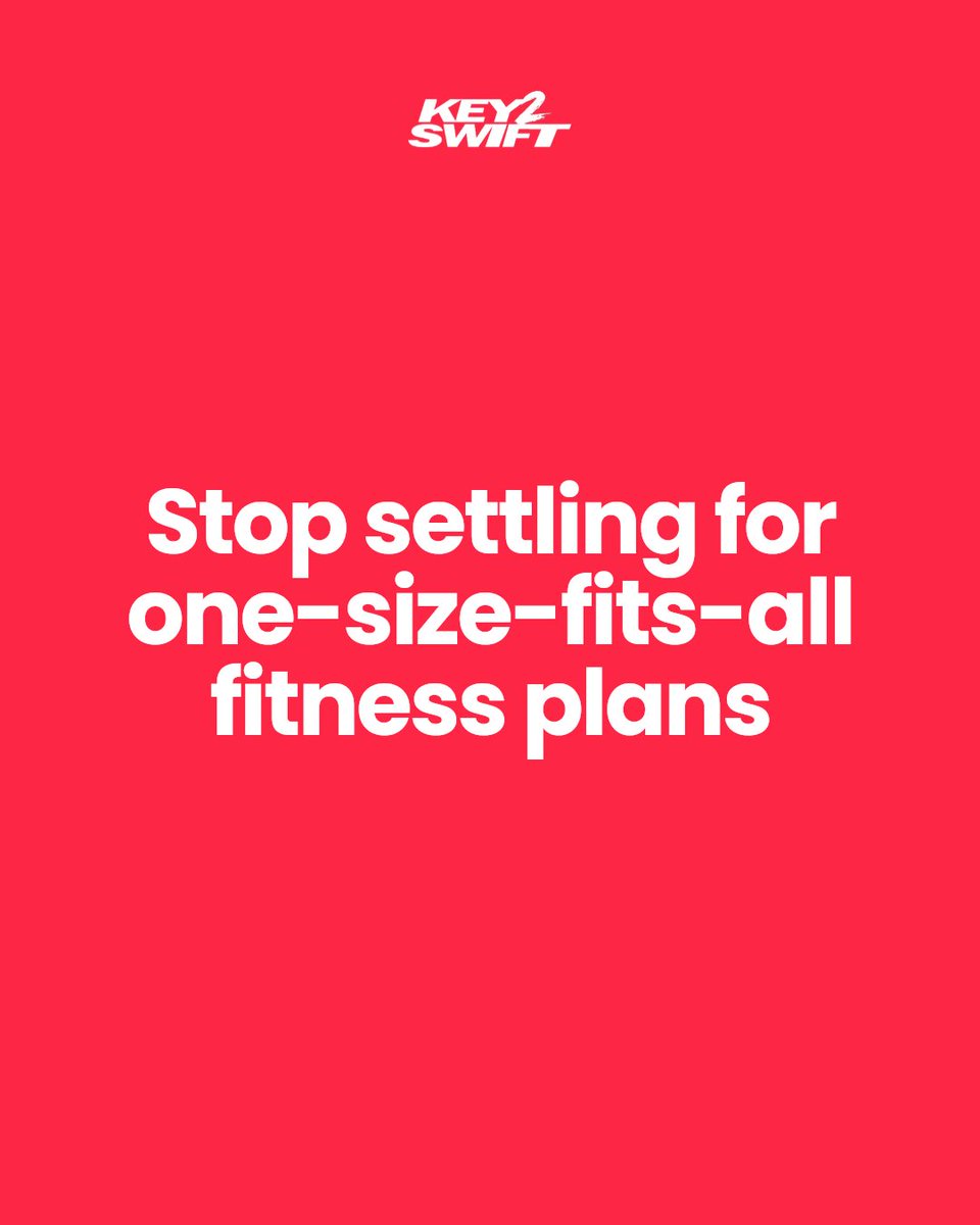 Key2Swift's tweet image. Your fitness is unique — why settle for generic plans? We create personalized programs tailored to your goals. Expert guidance and accountability every step. Ready? Start today: key2swift.com