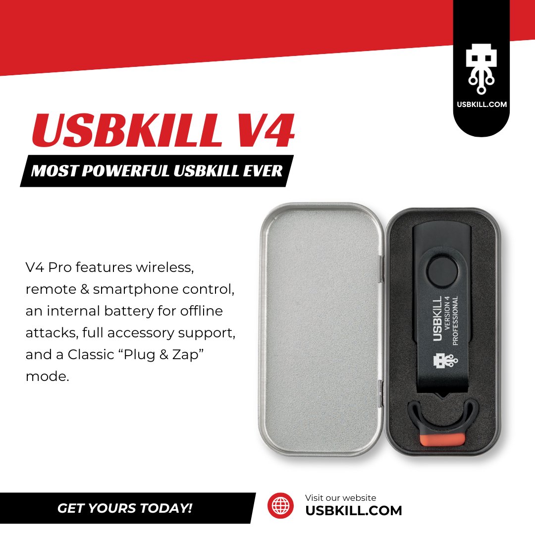USBKill's tweet image. USBKill V4 Pro: Built for professionals. Test smartphones, laptops, and modern hardware with ease. 📱💻⚡ l.usbkill.com/OzhAc 
#HardwareTesting #USBKillV4 #USBKill #Pentesting #infosec #security #RedTeam