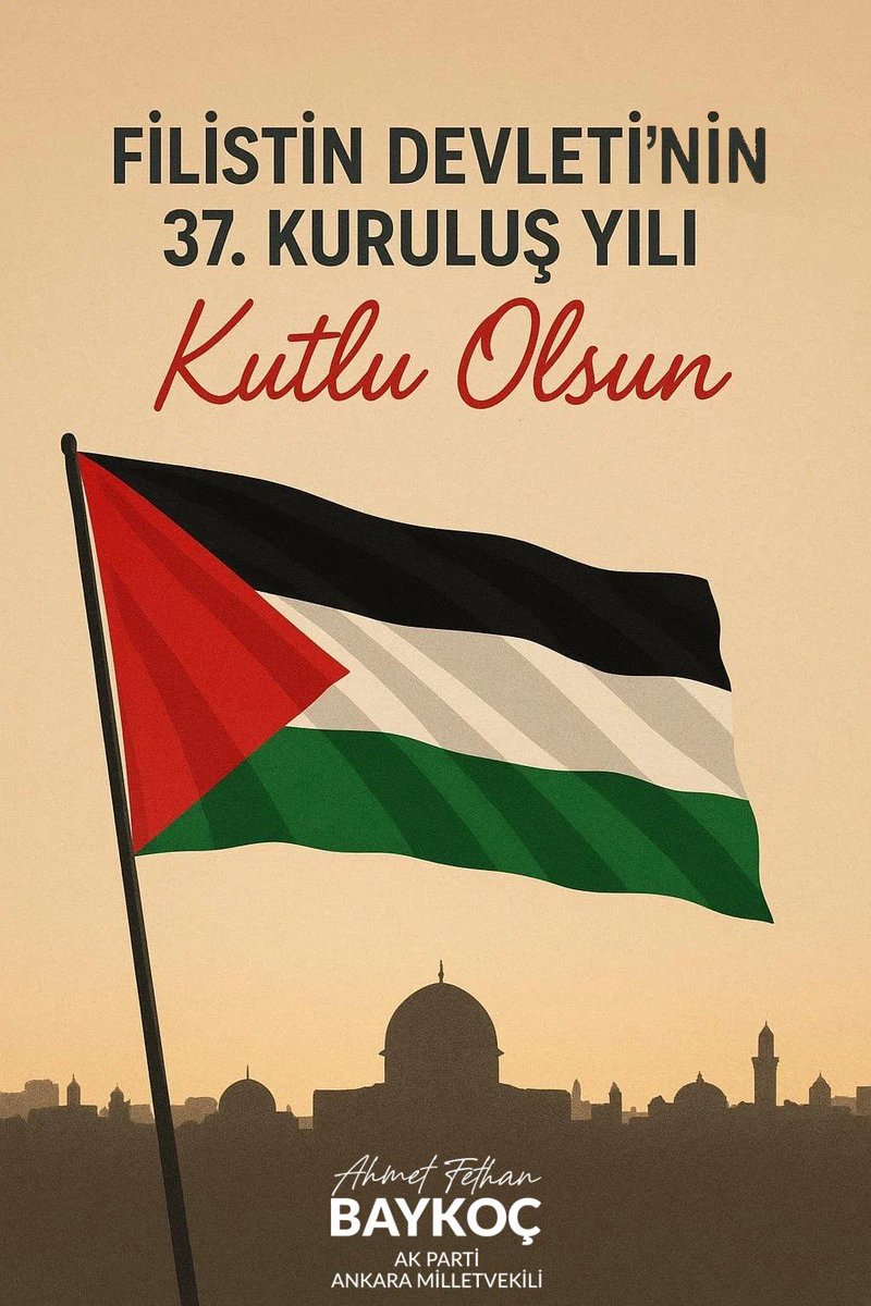 Nehirden denize özgür, çocukların neşeyle büyüdüğü, annelerin ve babaların huzurla evlatlarıyla yaşadığı, bombalar yerine çiçeklerin açtığı bağımsız Filistin Devletinin 37. Yılı Kutlu Olsun.