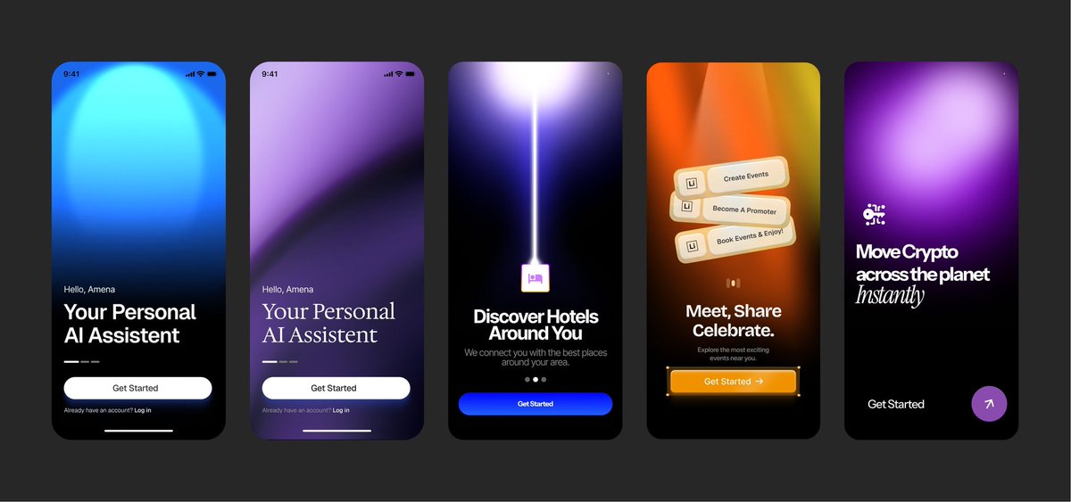 AmenaiSabuwala's tweet image. App Onboarding Designs ✨