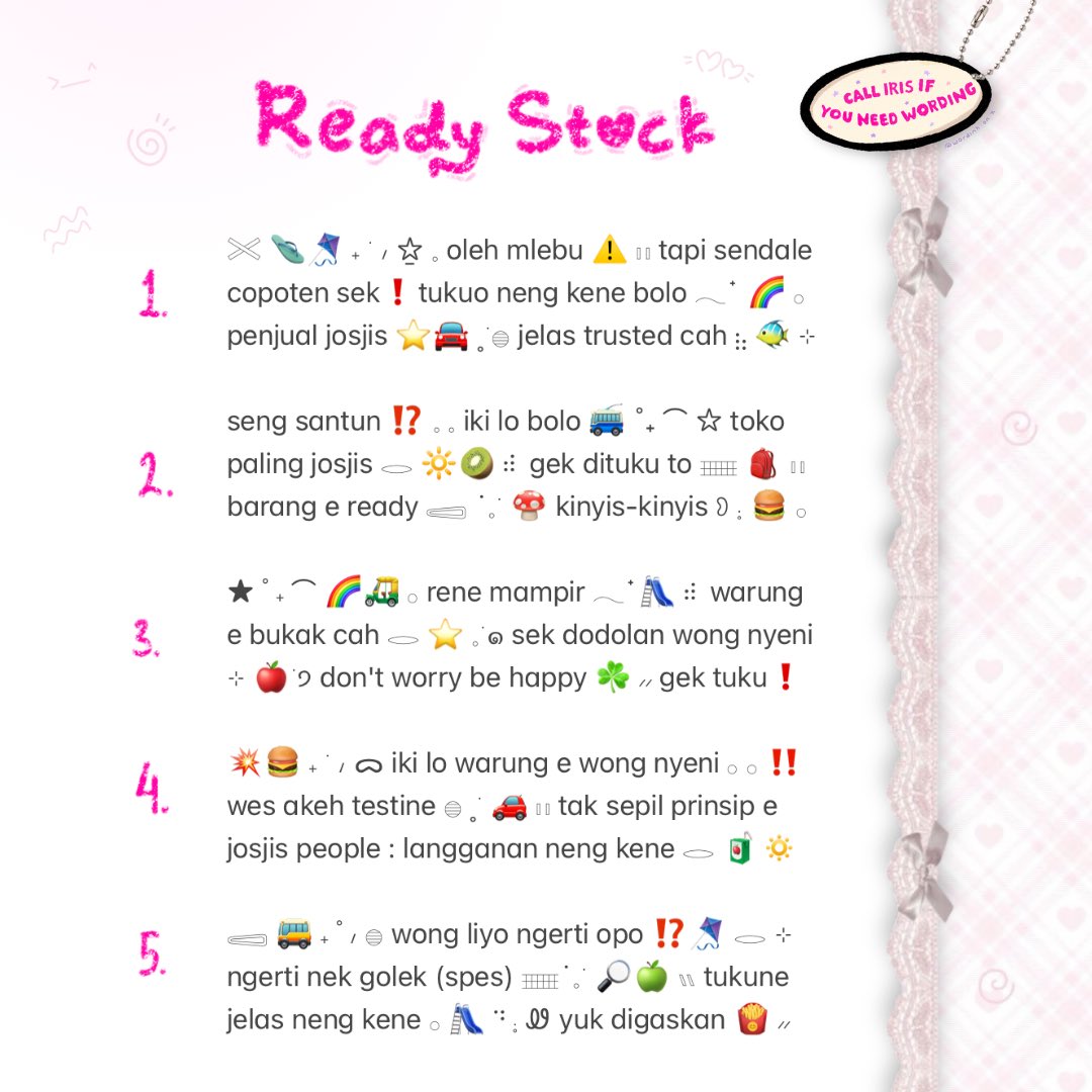 wordinh's tweet photo. ⠀
help retweet  ..  tysm!  ♡

ready stock o' bio wording is back!  🎀  from cutesy to funny, ready to decorate your profile  ..  🧸  only 3.500 @ each  🍮  come scroll for more, xo__xo  🌸

#zonaba #zonauang rs ready stock https://t.co/ZAx8cmtYPW