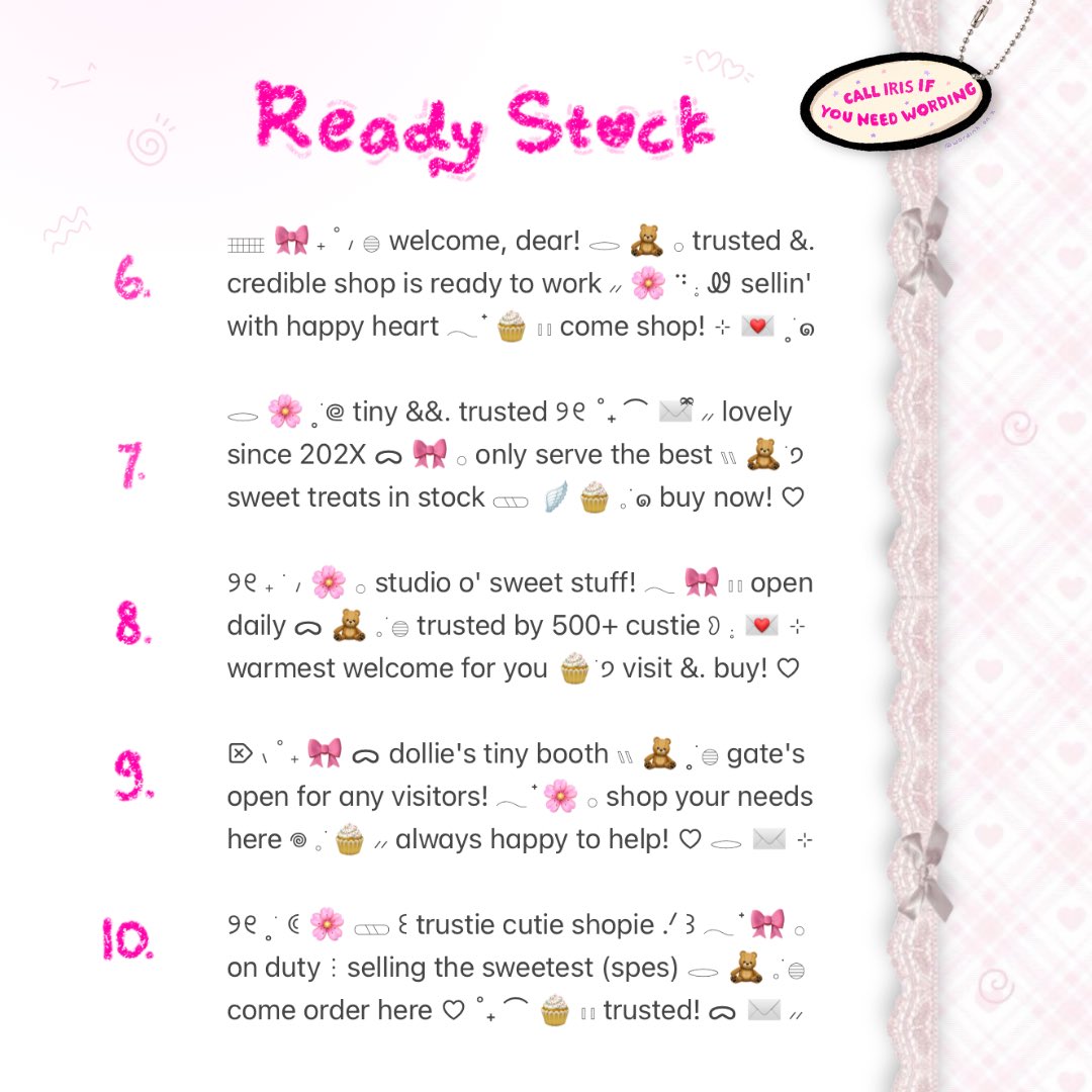 wordinh's tweet photo. ⠀
help retweet  ..  tysm!  ♡

ready stock o' bio wording is back!  🎀  from cutesy to funny, ready to decorate your profile  ..  🧸  only 3.500 @ each  🍮  come scroll for more, xo__xo  🌸

#zonaba #zonauang rs ready stock https://t.co/ZAx8cmtYPW