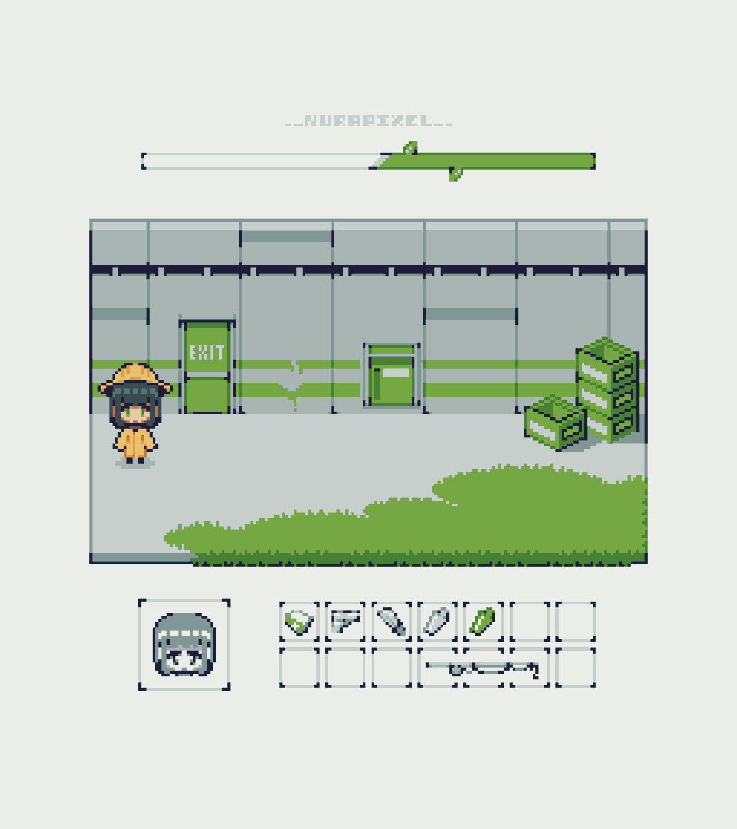 NuraPixel's tweet image. Putting my OC in a game mock-up Pixel Art