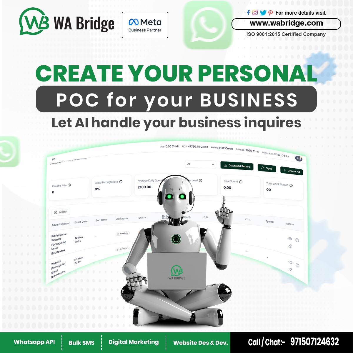 wabridge_uae's tweet image. Create your own AI-powered POC and automate all customer inquiries.

Let WA Bridge handle your business 24/7.

👉 Book Your Free Demo Today!
📞 Call / Chat: +971507124632
🌐 Visit: wabridge.com

#WhatsAppBusinessAPI #MadeForIndia #WABridge #BusinessConversations