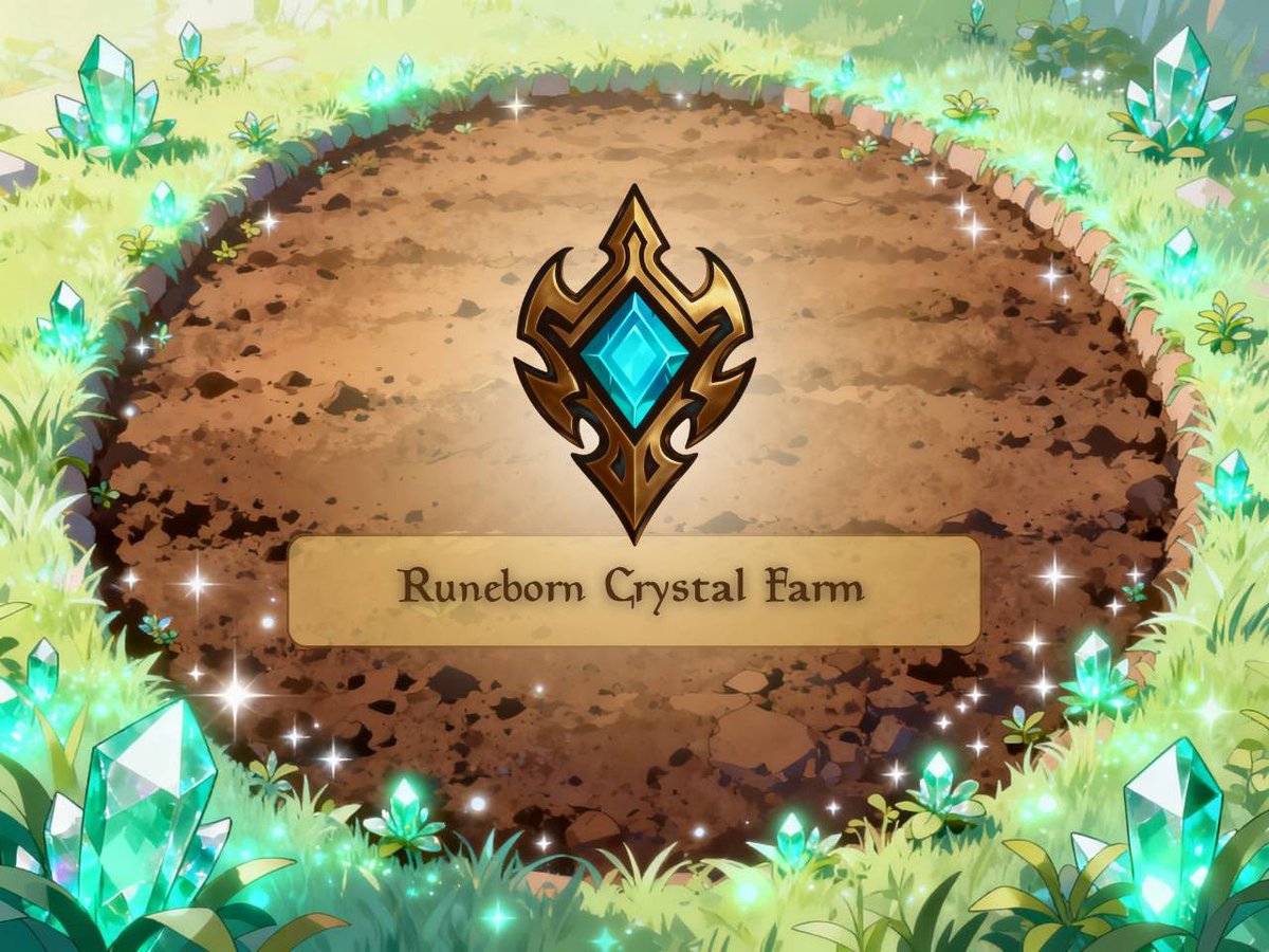 Runebornio's tweet image. 🌱 Crystal Farm Update

What Is Crystal Farm?
Crystal Farm is a new Play-to-Earn mini-game where you plant crystal flowers and earn rewards over time.

How It Works
1. Plant Seeds
 - Open Crystal Farm from the main menu
 - Click any empty plot to plant a crystal seed
 - You have…