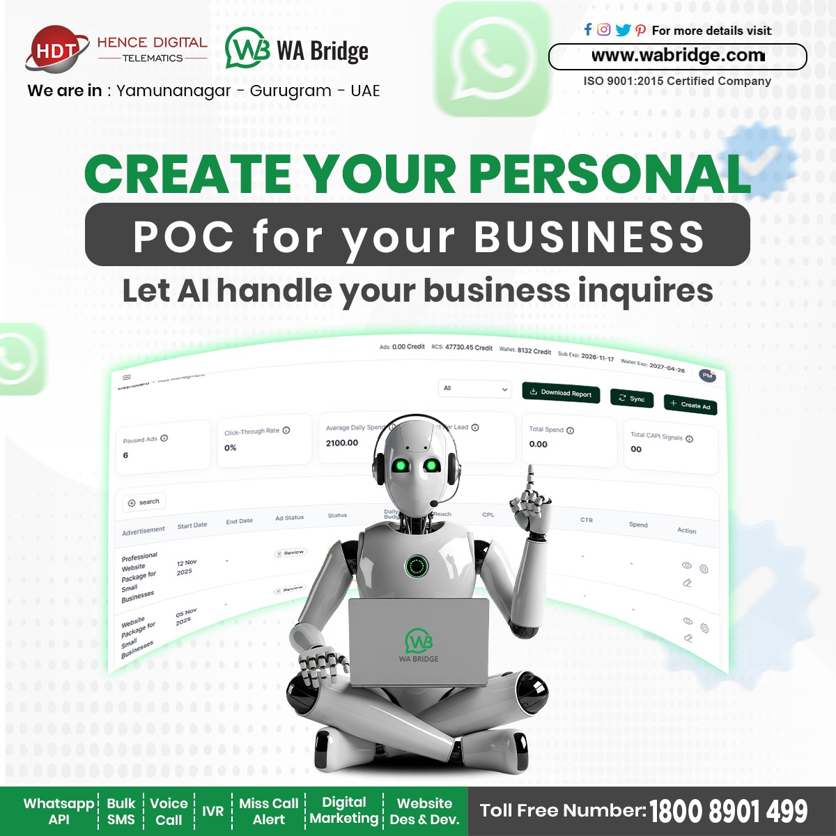 WhatsappBridge's tweet image. Create your own AI-powered POC and automate all customer inquiries. Let WA Bridge handle your business 24/7.

👉 Power up your business with WhatsApp API!
🌐 wabridge.com | ☎️ 1800 8901 499

#WhatsAppBusinessAPI #WABridge #DigitalIndia #StartupIndia