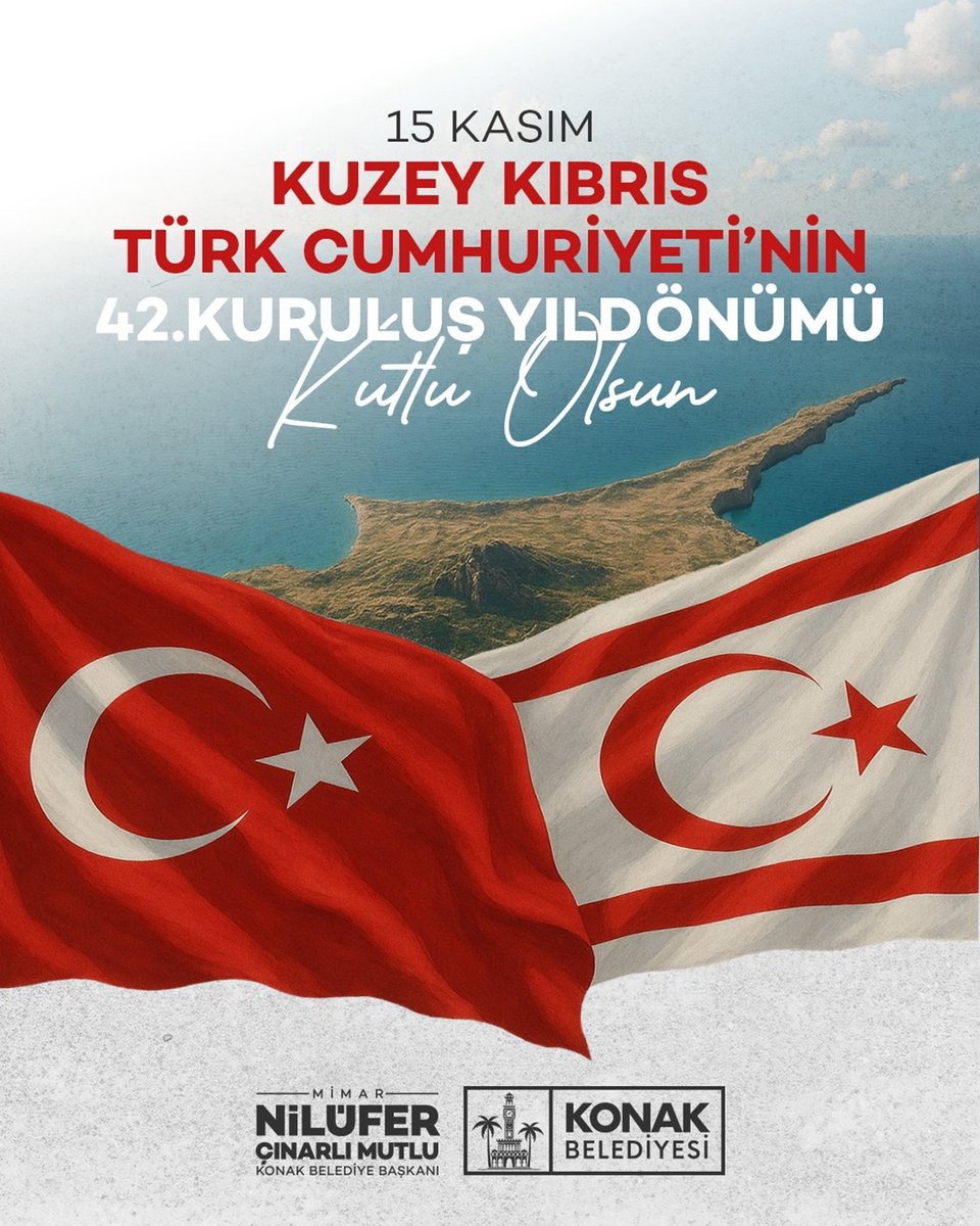 Kuzey Kıbrıs Türk Cumhuriyeti’nin 42. kuruluş yıl dönümünü kutluyor, Kurucu Cumhurbaşkanı Rauf Denktaş’ı, Barış Harekâtı’nın mimarı Bülent Ecevit’i ve bu uğurda hayatını feda eden tüm kahramanları saygı ve minnetle anıyorum.