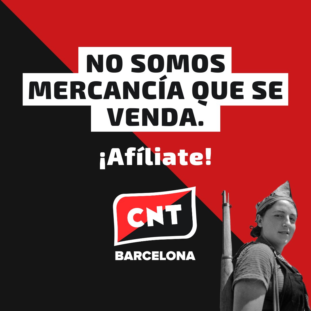 ✊ Una herramienta hecha por, y para, la clase trabajadora. Sin liberados, sin subvenciones, con compromiso. ¡Afíliate!

📌 Si quieres llevar a #CNT a tu empresa contacta con: sindical@barcelona.cnt.es

#CuentaConCNT #Barcelona