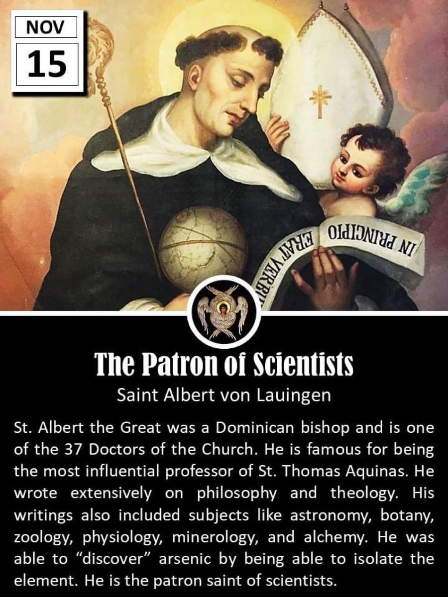 Today the Church celebrates the Memorial of St. Albert the Great (1206-1280).  Albert, the "light of Germany," called the Great because of his encyclopedic knowledge, was born in 1193 at Lauingen, Donau. He studied at Padua, where under the influence of the second Dominican
